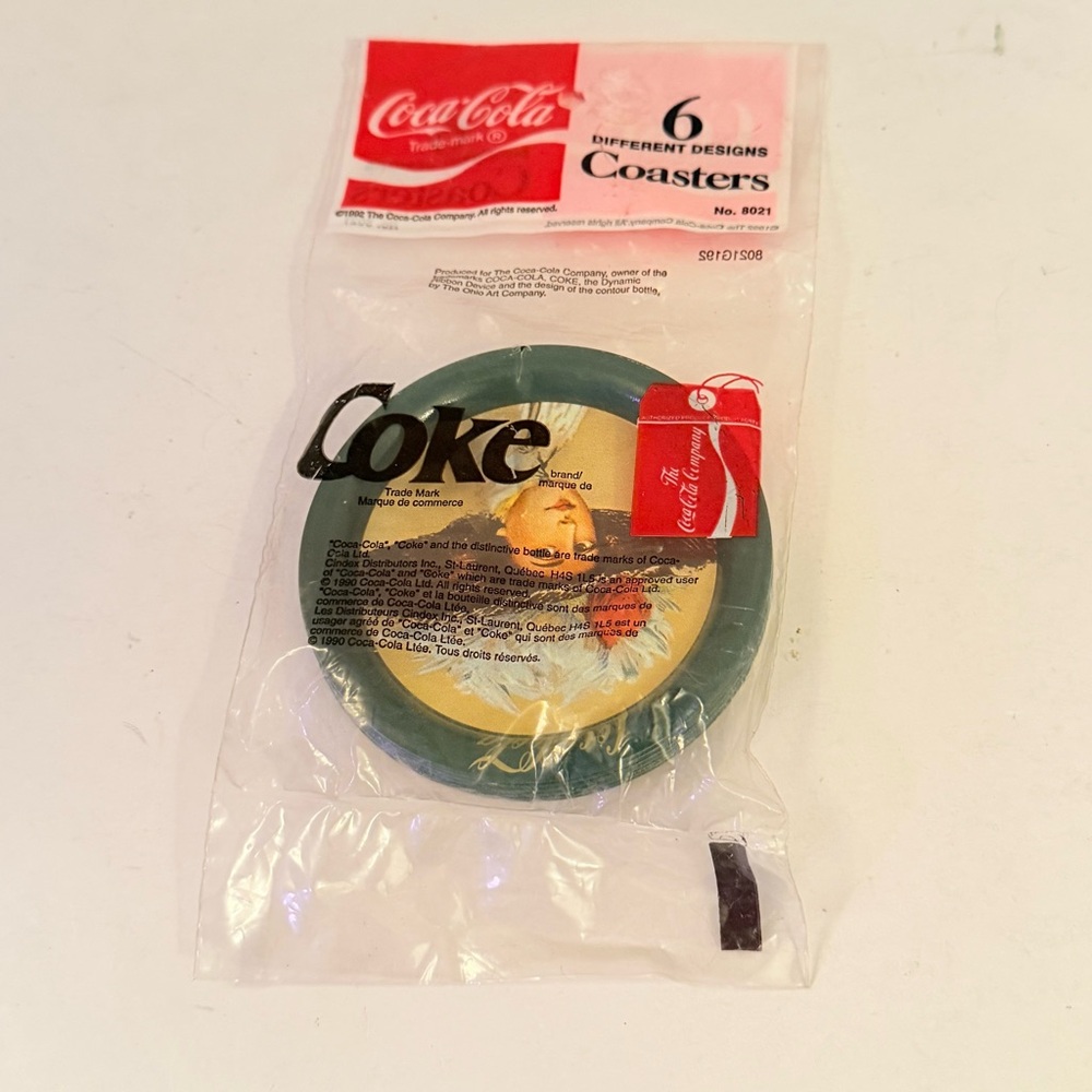 Vintage 1992 Coca Cola Coke Metal Victorian Style Coasters 3.5" Package of 6 NEW